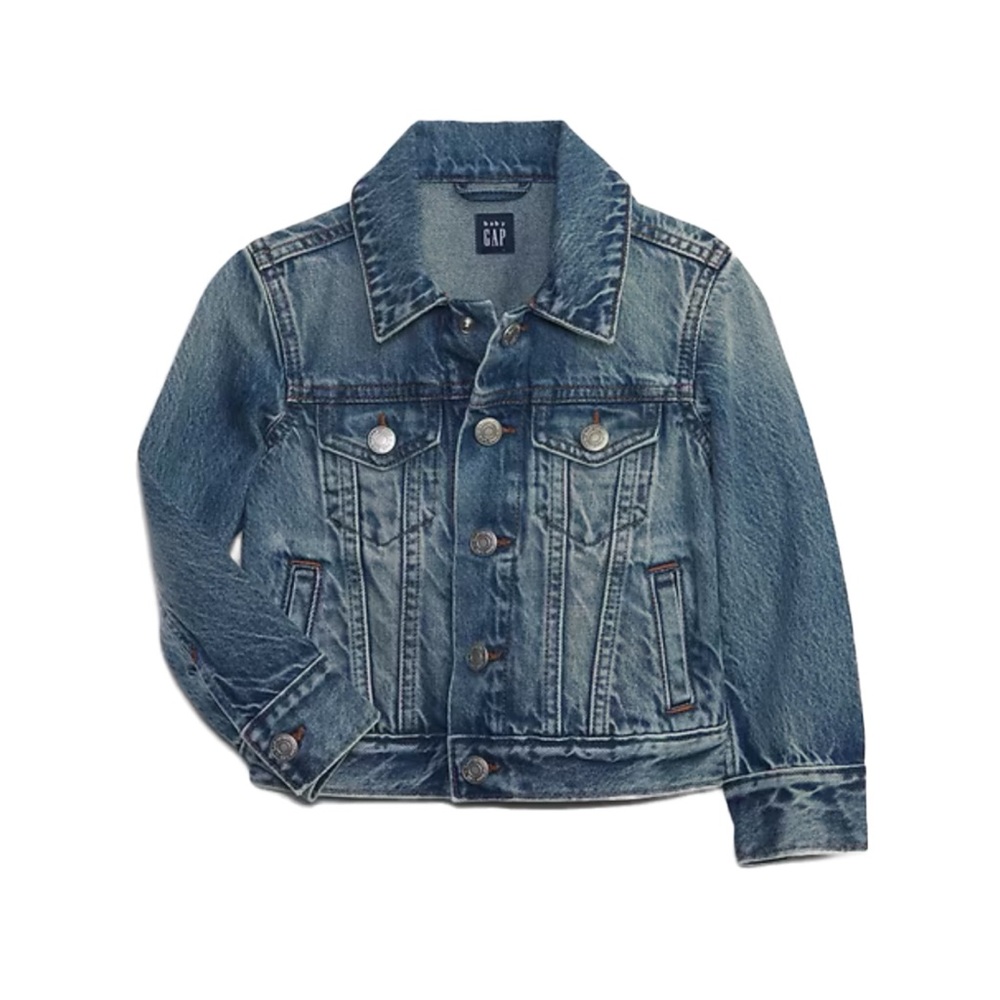 Gap Kids Dark Wash Icon Denim Jacket Girls Size XS 4/5